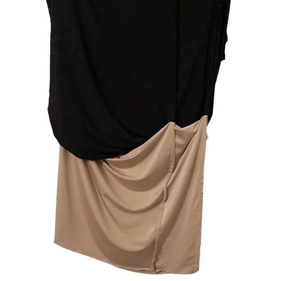 ABS Allen Schwartz Women's Black Midi Side‎ Rushed Animal Print Dress Size 0X - Picture 7 of 9